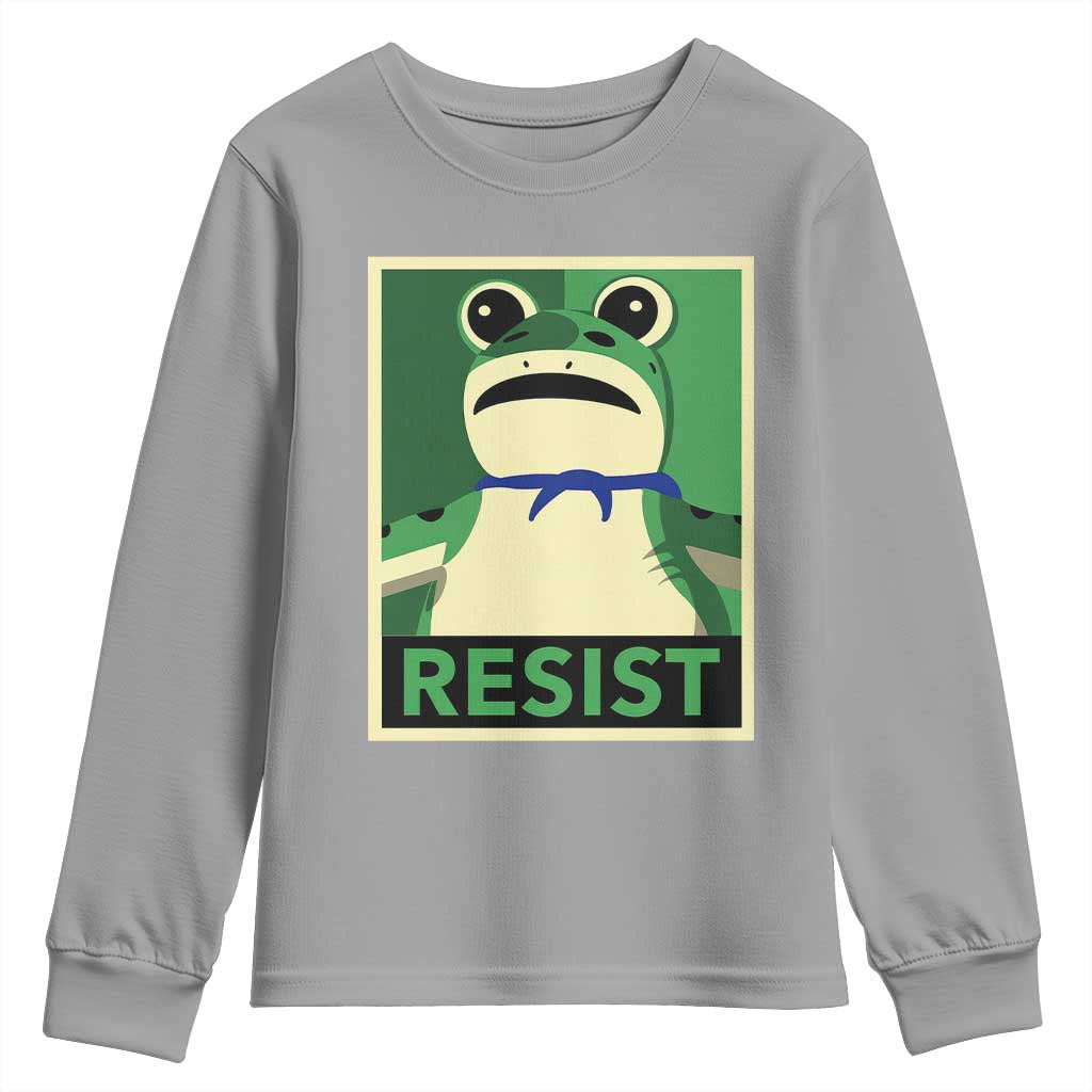 Frog Resist Poster Graphic Youth Sweatshirt Portland Resistance Protest Minimalist TS02 Sport Gray Print Your Wear