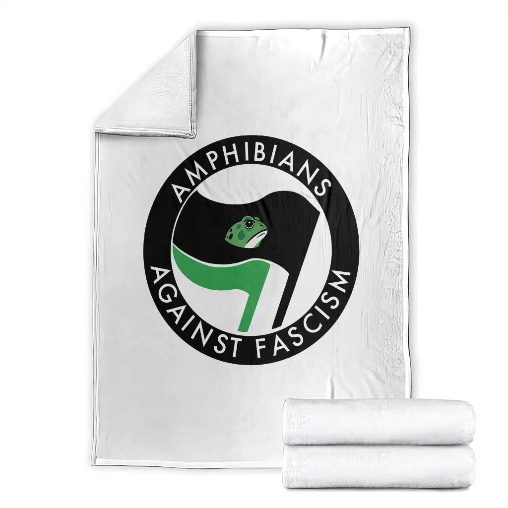 Amphibians Against Fascism Throw Blanket Anti-Fascist Frog Logo Portland Protest TS02 White Print Your Wear