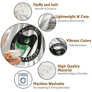 Amphibians Against Fascism Throw Blanket Anti-Fascist Frog Logo Portland Protest TS02 Print Your Wear