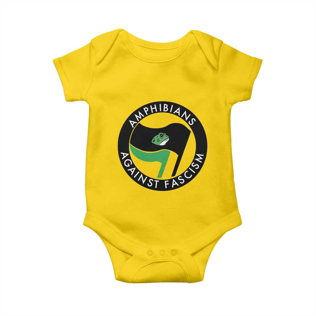 Amphibians Against Fascism Baby Onesie Anti-Fascist Frog Logo Portland Protest TS02 Daisy Print Your Wear