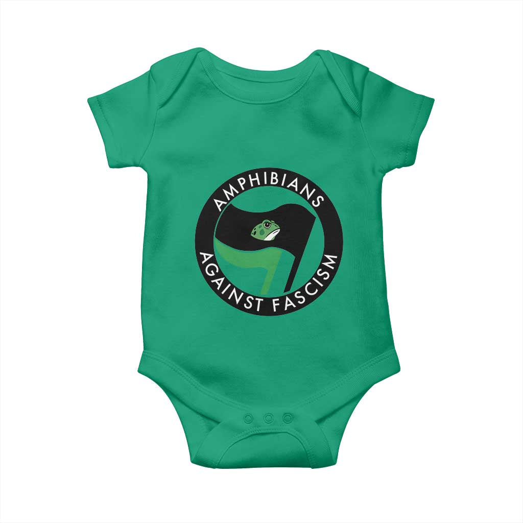Amphibians Against Fascism Baby Onesie Anti-Fascist Frog Logo Portland Protest TS02 Irish Green Print Your Wear