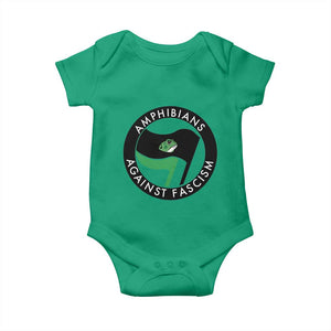Amphibians Against Fascism Baby Onesie Anti-Fascist Frog Logo Portland Protest TS02 Irish Green Print Your Wear
