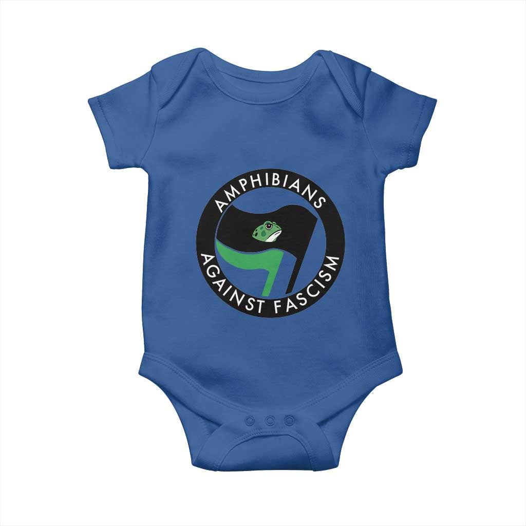 Amphibians Against Fascism Baby Onesie Anti-Fascist Frog Logo Portland Protest TS02 Royal Blue Print Your Wear