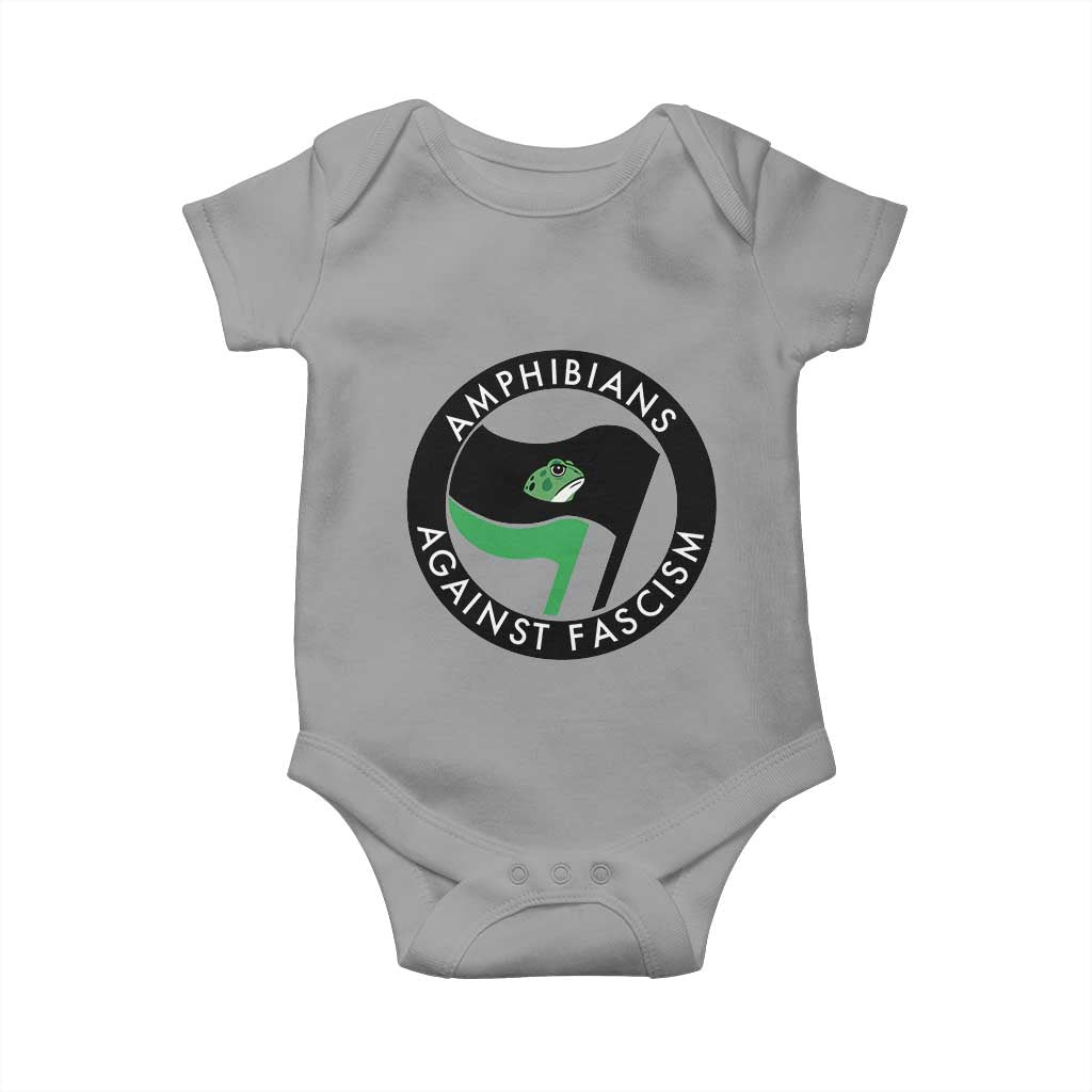 Amphibians Against Fascism Baby Onesie Anti-Fascist Frog Logo Portland Protest TS02 Sport Gray Print Your Wear