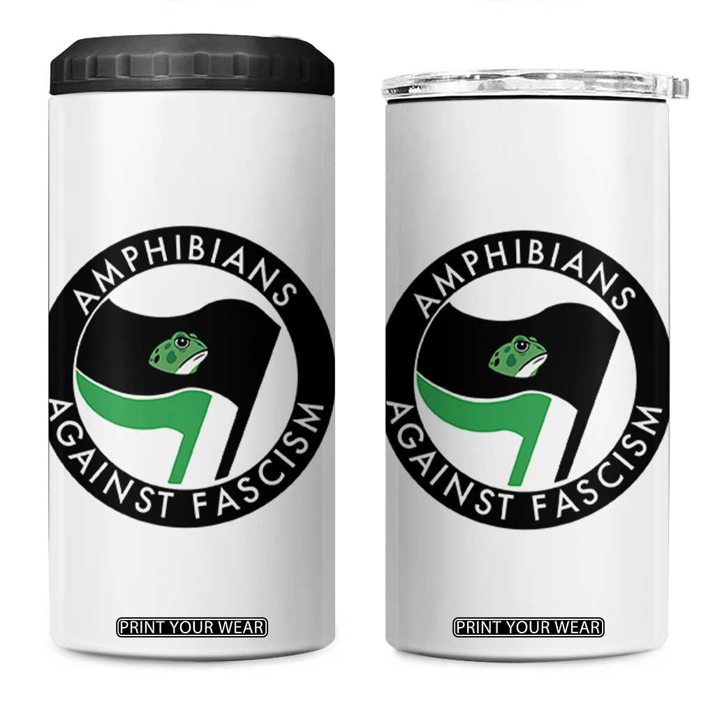 Amphibians Against Fascism 4 in 1 Can Cooler Tumbler Anti-Fascist Frog Logo Portland Protest TS02 One Size: 16 oz White Print Your Wear