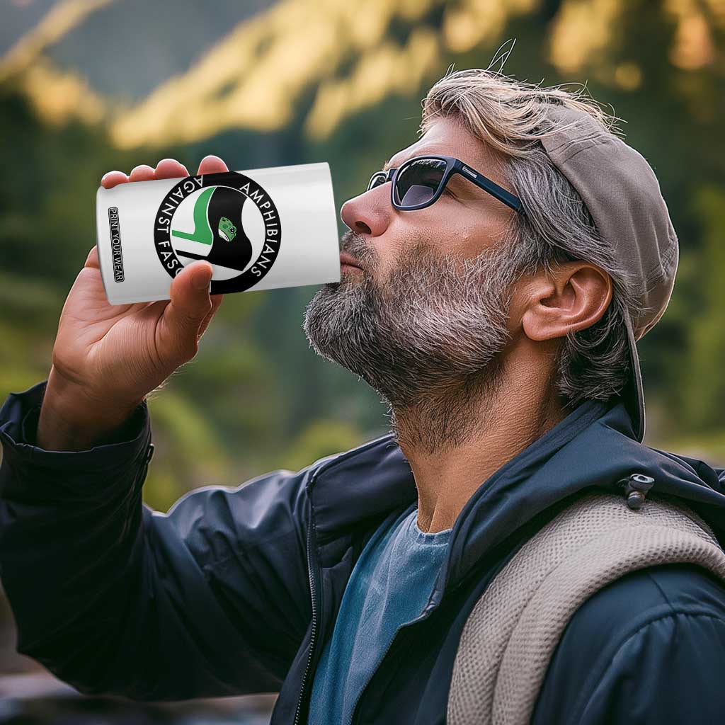 Amphibians Against Fascism 4 in 1 Can Cooler Tumbler Anti-Fascist Frog Logo Portland Protest TS02 Print Your Wear