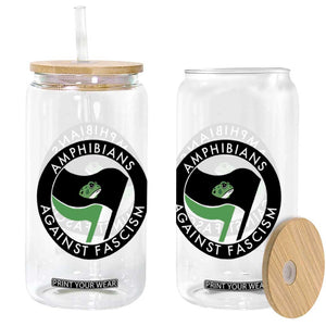 Amphibians Against Fascism Glass Can Anti-Fascist Frog Logo Portland Protest TS02 Print Your Wear