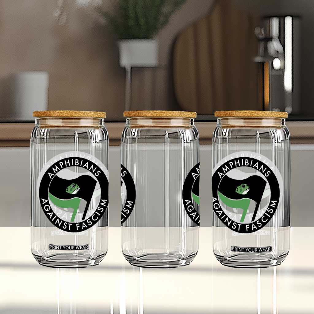Amphibians Against Fascism Glass Can Anti-Fascist Frog Logo Portland Protest TS02 Print Your Wear