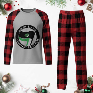 Amphibians Against Fascism Plaid Pajama Set Anti-Fascist Frog Logo Portland Protest TS02 Buffalo Plaid Print Your Wear