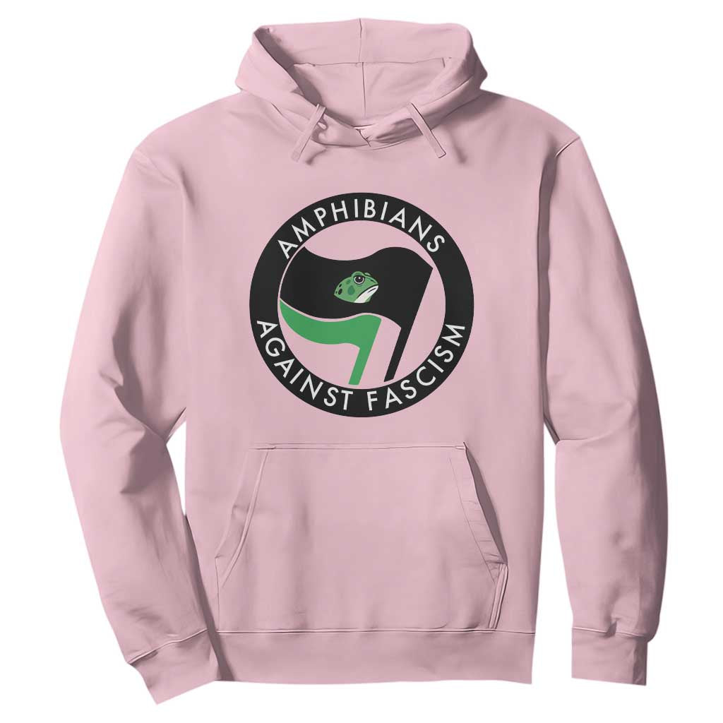 Amphibians Against Fascism Hoodie Anti-Fascist Frog Logo Portland Protest TS02 Light Pink Print Your Wear