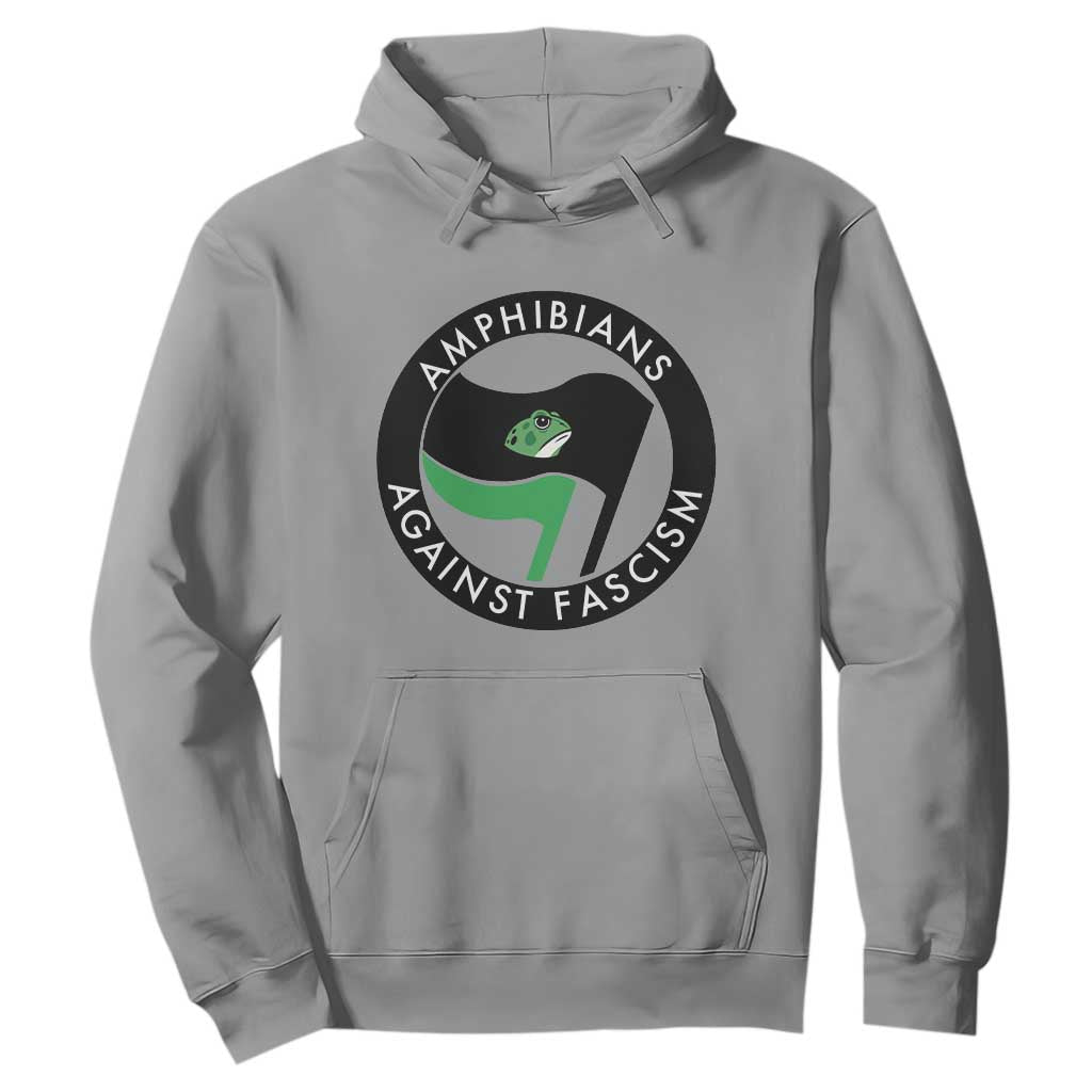 Amphibians Against Fascism Hoodie Anti-Fascist Frog Logo Portland Protest TS02 Sport Gray Print Your Wear