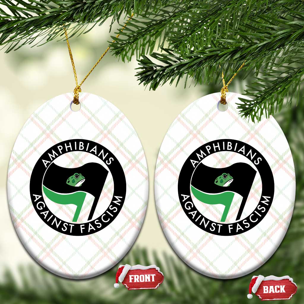 Amphibians Against Fascism Ceramic Ornament Anti-Fascist Frog Logo Portland Protest TS02 Print Your Wear