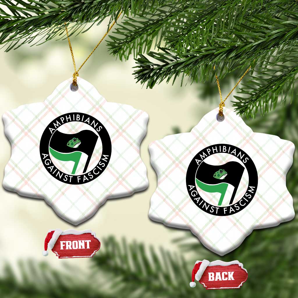 Amphibians Against Fascism Ceramic Ornament Anti-Fascist Frog Logo Portland Protest TS02 Print Your Wear