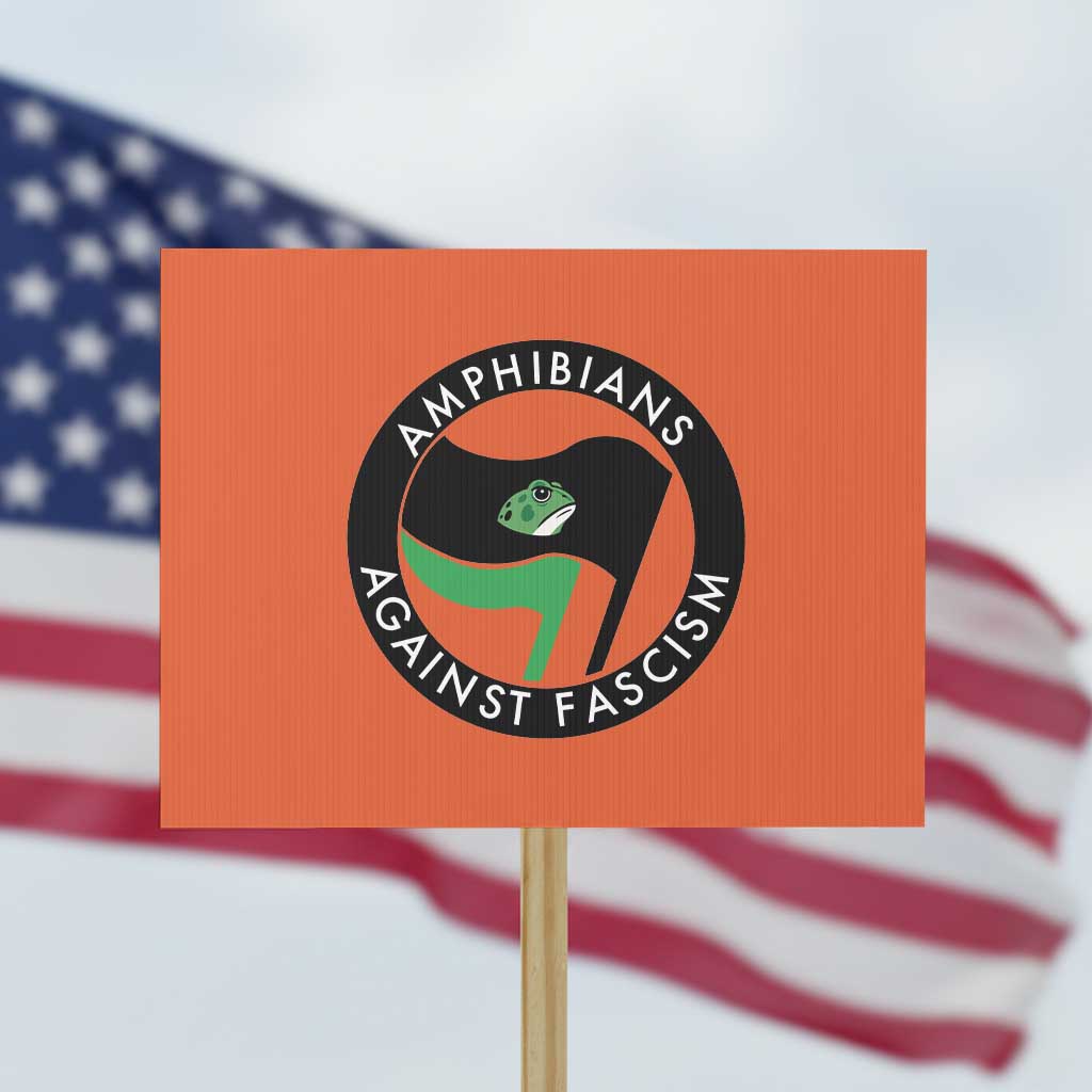 Amphibians Against Fascism Protest Sign Anti-Fascist Frog Logo Portland Protest TS02 Horizontal 18