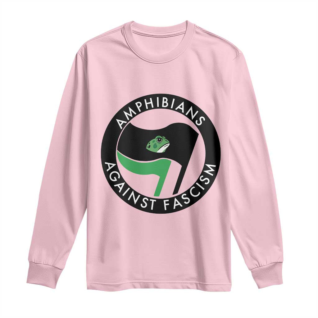Amphibians Against Fascism Long Sleeve Shirt Anti-Fascist Frog Logo Portland Protest TS02 Light Pink Print Your Wear