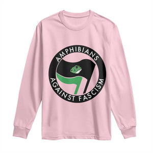 Amphibians Against Fascism Long Sleeve Shirt Anti-Fascist Frog Logo Portland Protest TS02 Light Pink Print Your Wear