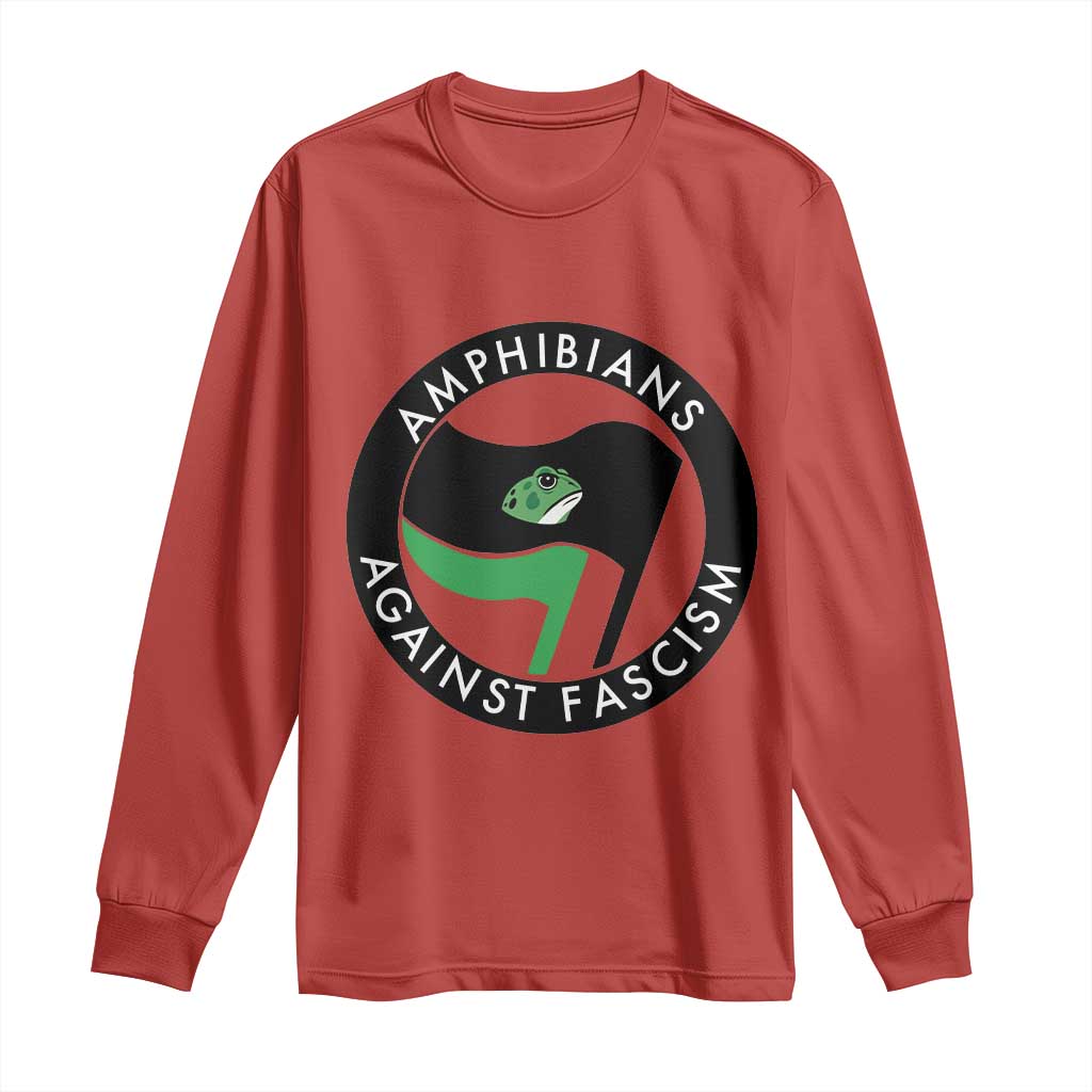 Amphibians Against Fascism Long Sleeve Shirt Anti-Fascist Frog Logo Portland Protest TS02 Red Print Your Wear
