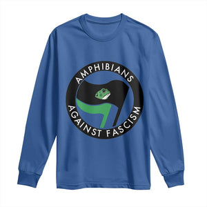 Amphibians Against Fascism Long Sleeve Shirt Anti-Fascist Frog Logo Portland Protest TS02 Royal Blue Print Your Wear