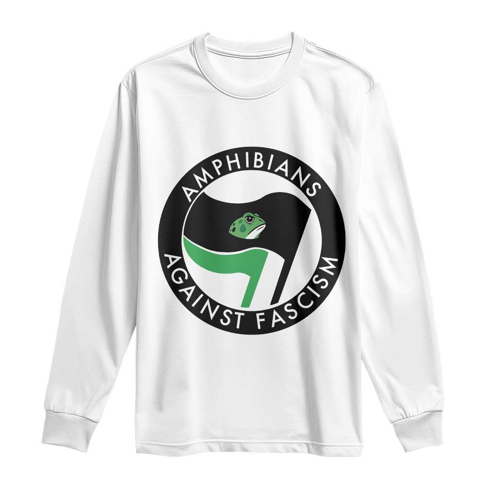 Amphibians Against Fascism Long Sleeve Shirt Anti-Fascist Frog Logo Portland Protest TS02 White Print Your Wear