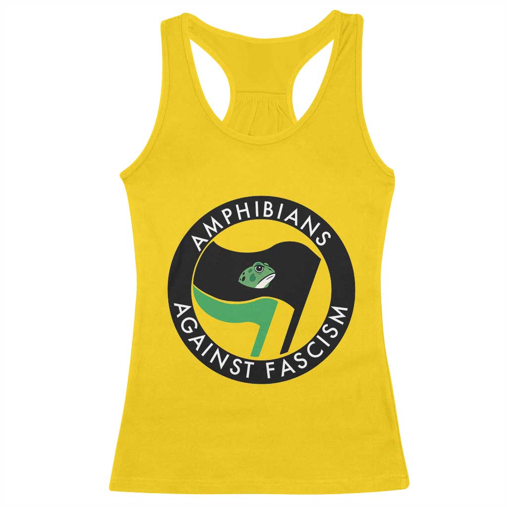 Amphibians Against Fascism Racerback Tank Top Anti-Fascist Frog Logo Portland Protest TS02 Daisy Print Your Wear
