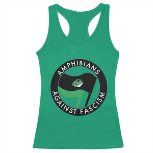 Amphibians Against Fascism Racerback Tank Top Anti-Fascist Frog Logo Portland Protest TS02 Irish Green Print Your Wear