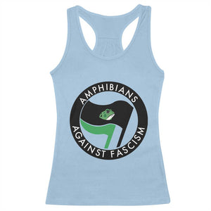 Amphibians Against Fascism Racerback Tank Top Anti-Fascist Frog Logo Portland Protest TS02 Light Blue Print Your Wear