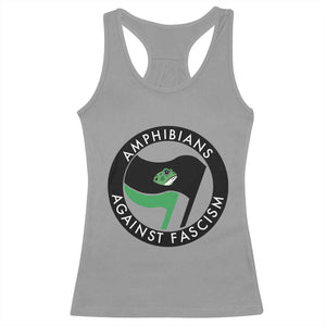 Amphibians Against Fascism Racerback Tank Top Anti-Fascist Frog Logo Portland Protest TS02 Sport Gray Print Your Wear