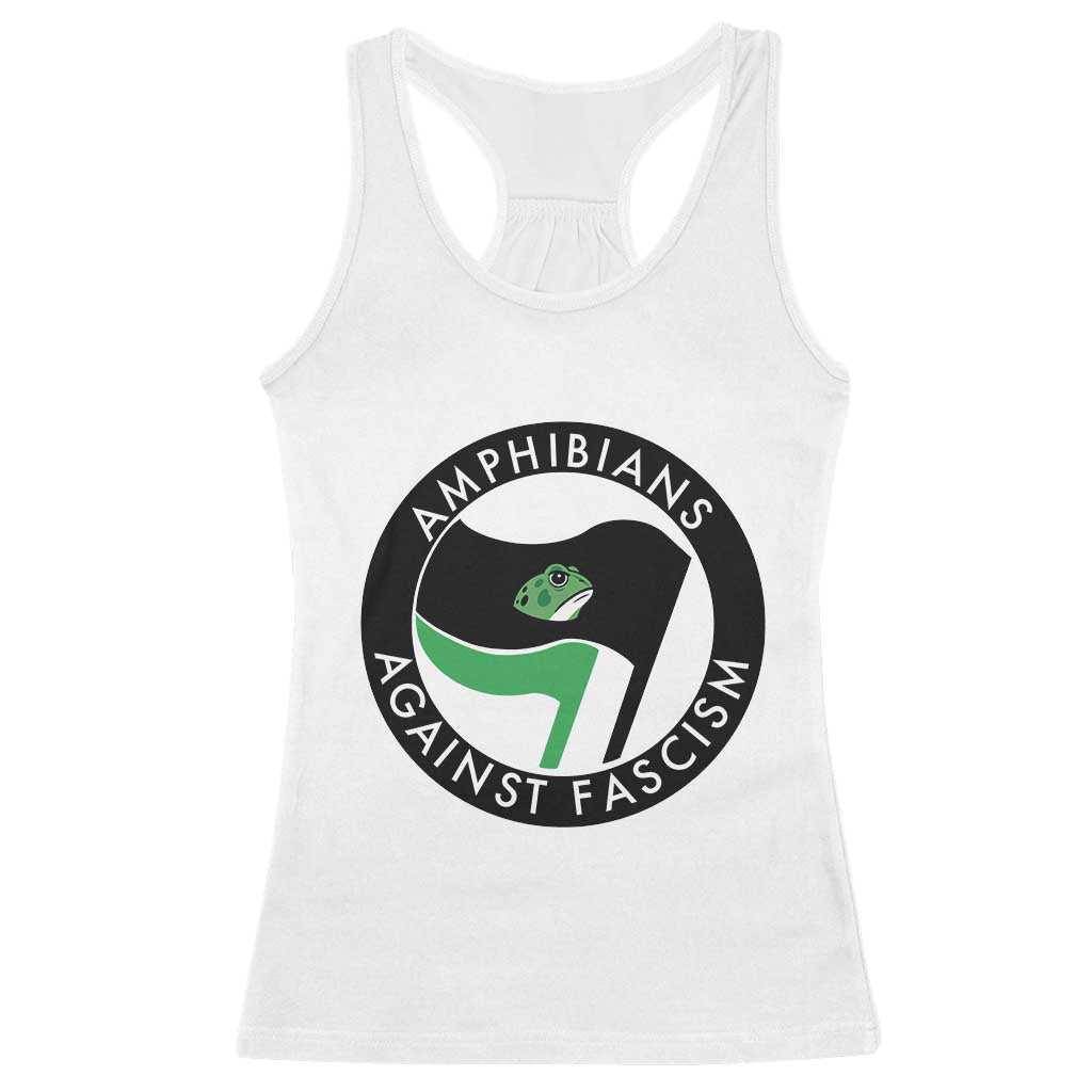 Amphibians Against Fascism Racerback Tank Top Anti-Fascist Frog Logo Portland Protest TS02 White Print Your Wear