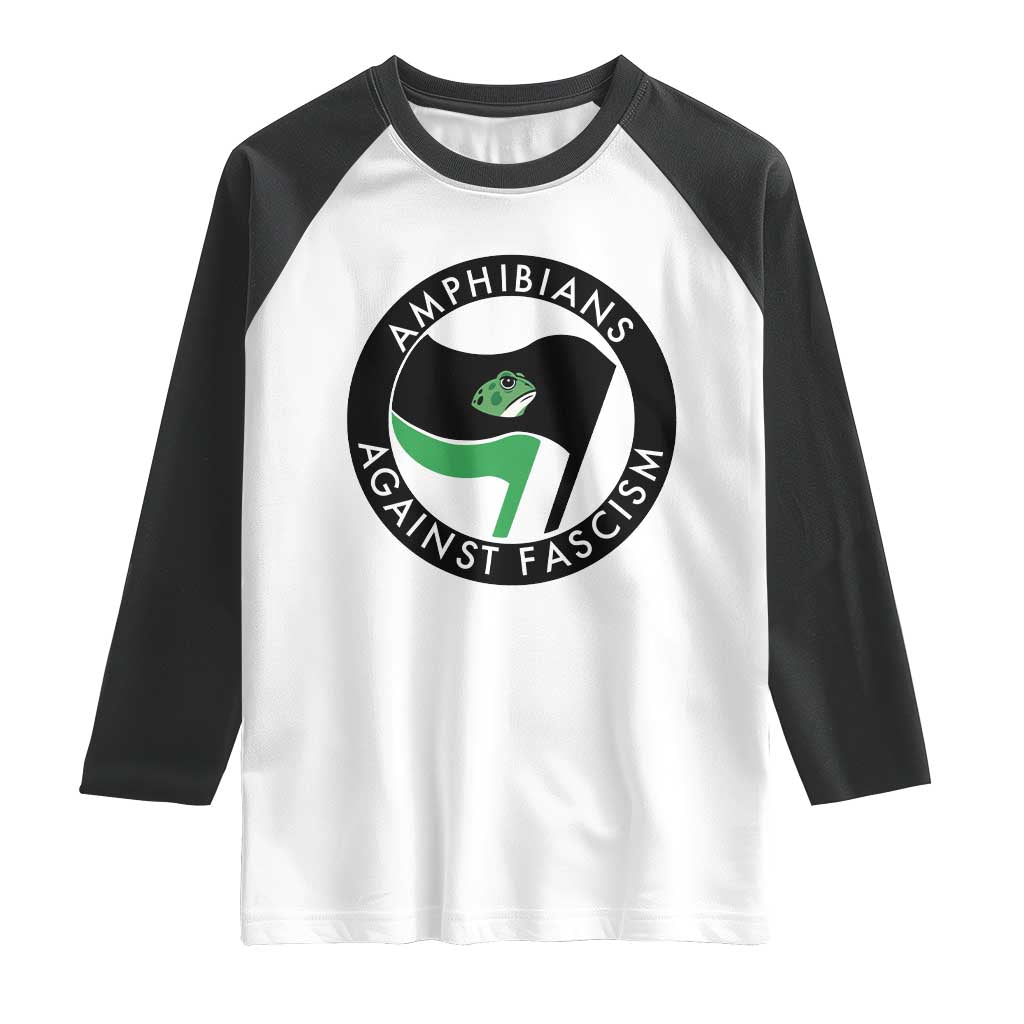 Amphibians Against Fascism Raglan Shirt Anti-Fascist Frog Logo Portland Protest TS02 White Black Print Your Wear