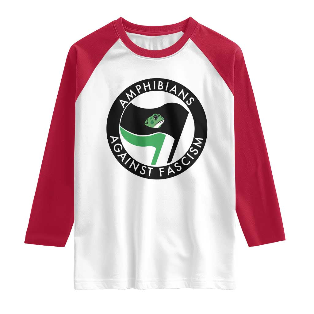 Amphibians Against Fascism Raglan Shirt Anti-Fascist Frog Logo Portland Protest TS02 White Red Print Your Wear