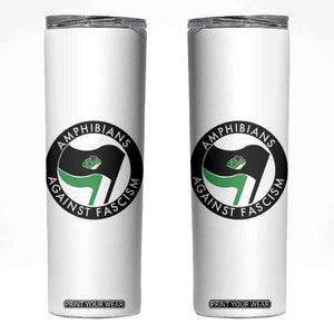 Amphibians Against Fascism Skinny Tumbler Anti-Fascist Frog Logo Portland Protest TS02 White Print Your Wear
