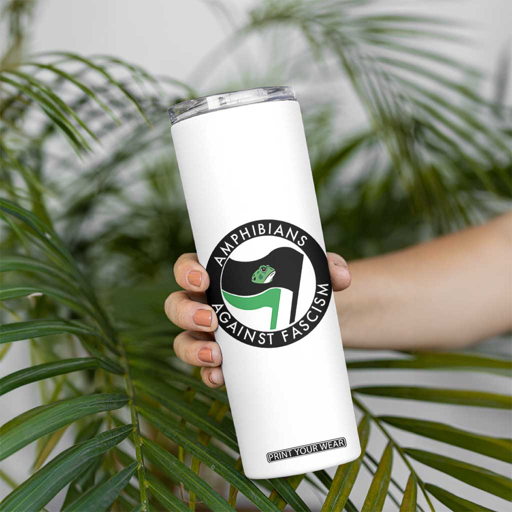 Amphibians Against Fascism Skinny Tumbler Anti-Fascist Frog Logo Portland Protest TS02 Print Your Wear