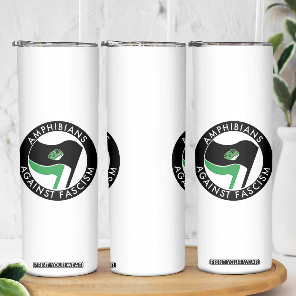 Amphibians Against Fascism Skinny Tumbler Anti-Fascist Frog Logo Portland Protest TS02 Print Your Wear