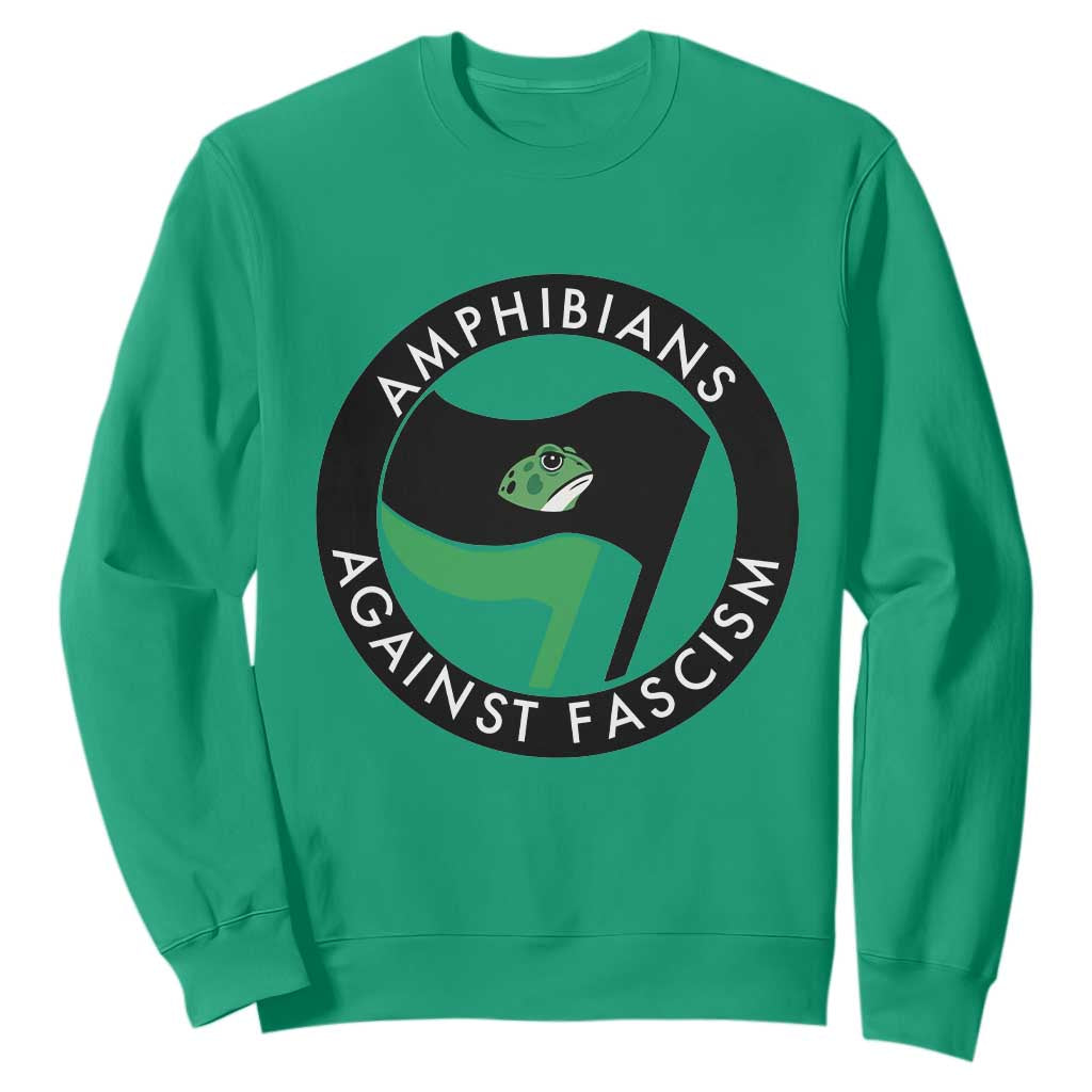 Amphibians Against Fascism Sweatshirt Anti-Fascist Frog Logo Portland Protest TS02 Irish Green Print Your Wear