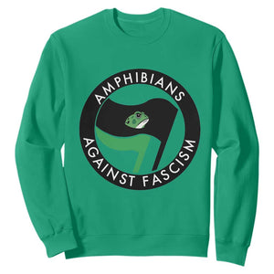 Amphibians Against Fascism Sweatshirt Anti-Fascist Frog Logo Portland Protest TS02 Irish Green Print Your Wear