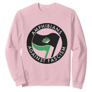 Amphibians Against Fascism Sweatshirt Anti-Fascist Frog Logo Portland Protest TS02 Light Pink Print Your Wear