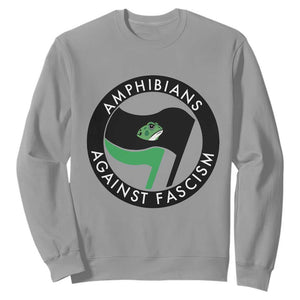 Amphibians Against Fascism Sweatshirt Anti-Fascist Frog Logo Portland Protest TS02 Sport Gray Print Your Wear