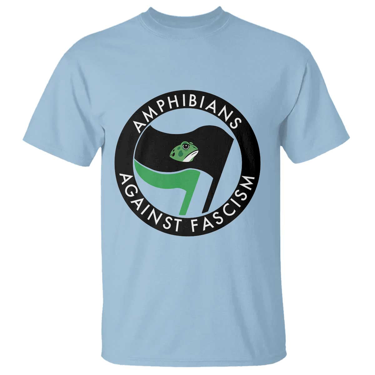 Amphibians Against Fascism T Shirt Anti-Fascist Frog Logo Portland Protest TS02 Light Blue Print Your Wear