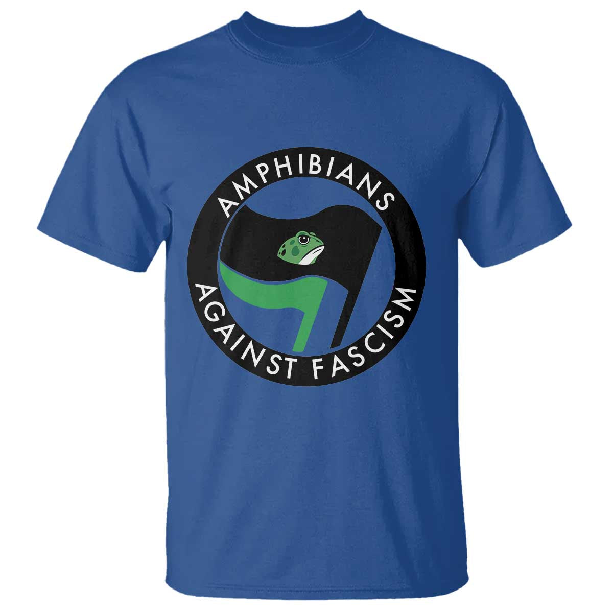 Amphibians Against Fascism T Shirt Anti-Fascist Frog Logo Portland Protest TS02 Royal Blue Print Your Wear