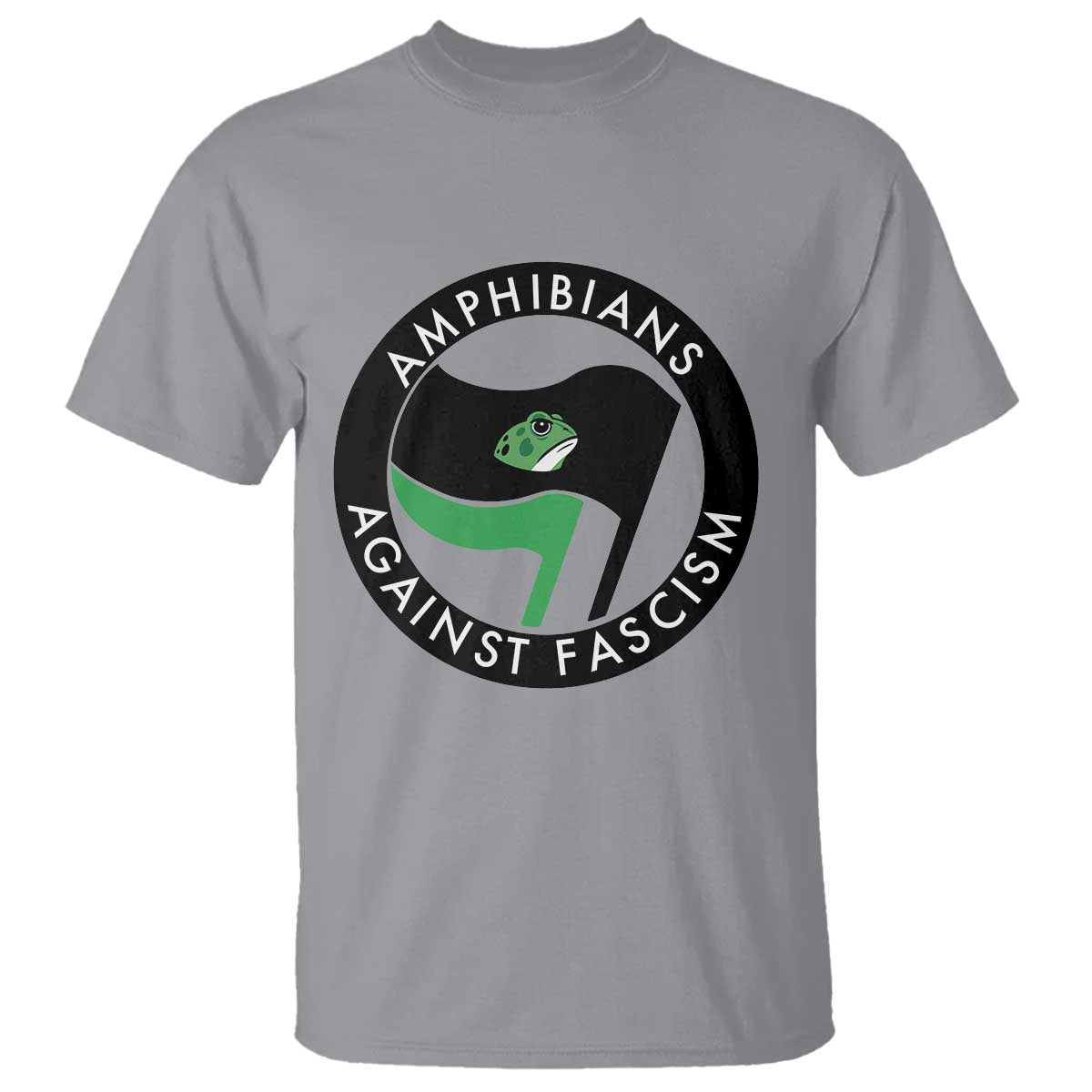 Amphibians Against Fascism T Shirt Anti-Fascist Frog Logo Portland Protest TS02 Sport Gray Print Your Wear