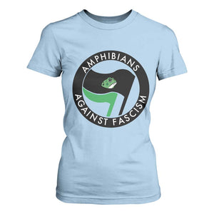 Amphibians Against Fascism T Shirt For Women Anti-Fascist Frog Logo Portland Protest TS02 Light Blue Print Your Wear