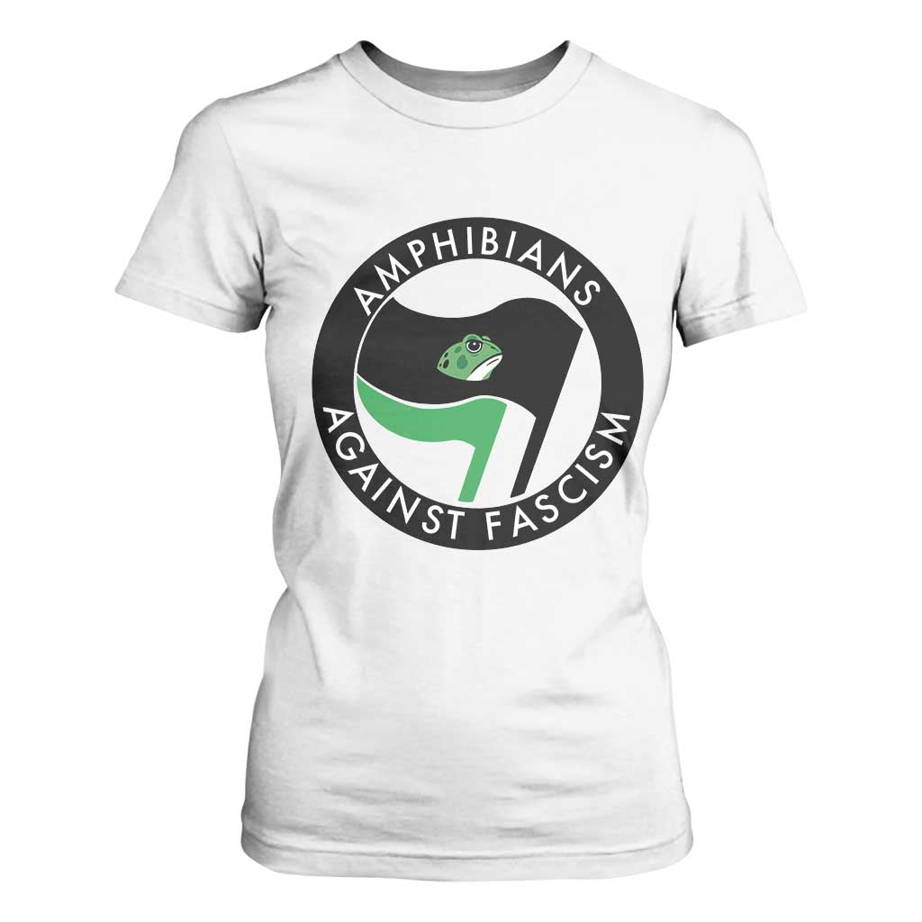 Amphibians Against Fascism T Shirt For Women Anti-Fascist Frog Logo Portland Protest TS02 White Print Your Wear