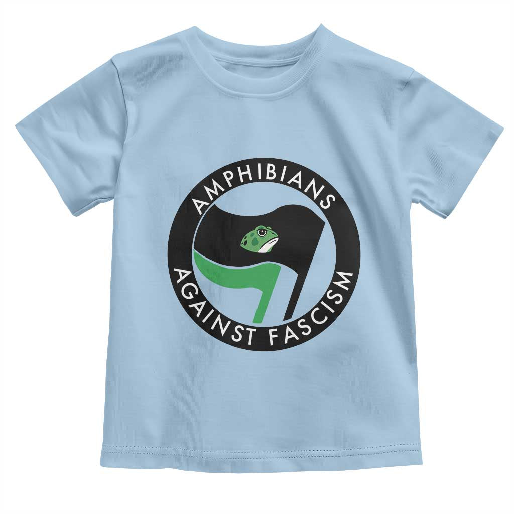 Amphibians Against Fascism Toddler T Shirt Anti-Fascist Frog Logo Portland Protest TS02 Light Blue Print Your Wear