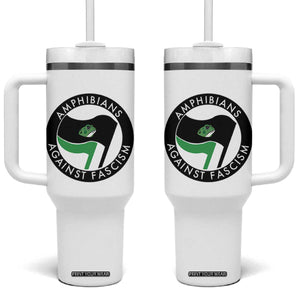 Amphibians Against Fascism Tumbler With Handle Anti-Fascist Frog Logo Portland Protest TS02 One Size: 40 oz White Print Your Wear
