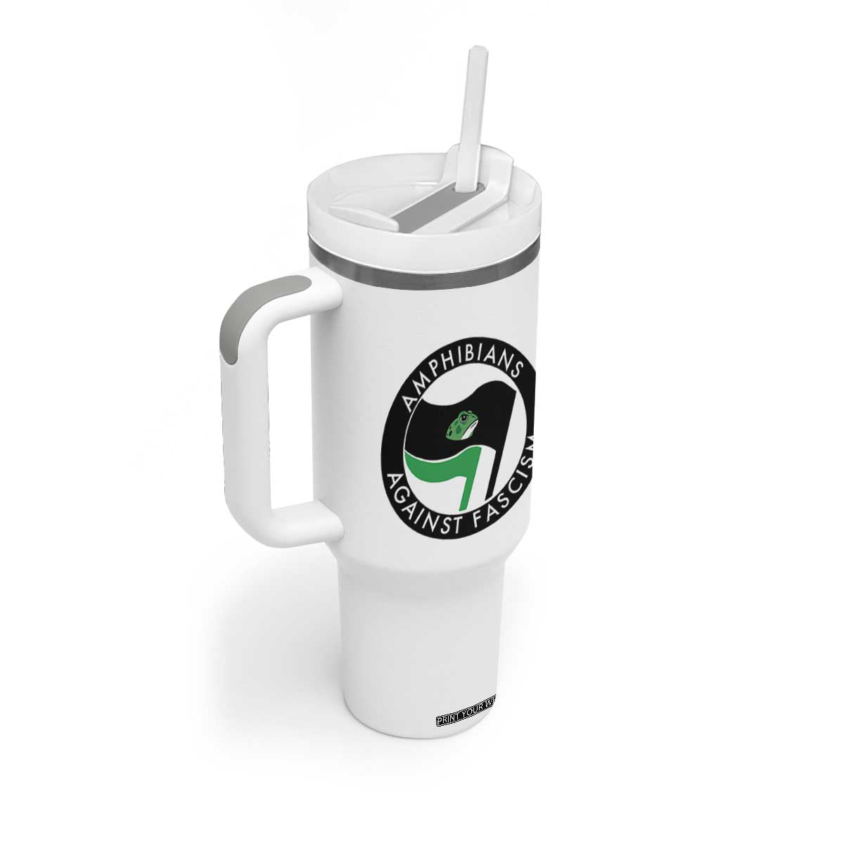 Amphibians Against Fascism Tumbler With Handle Anti-Fascist Frog Logo Portland Protest TS02 Print Your Wear