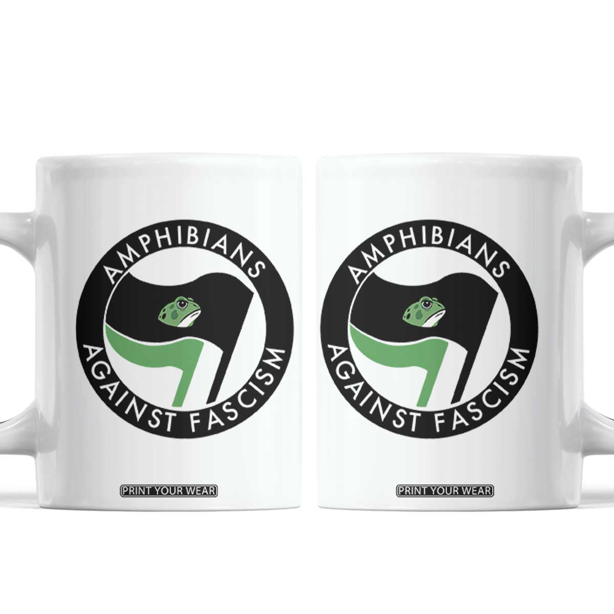 Amphibians Against Fascism Coffee Mug Anti-Fascist Frog Logo Portland Protest TS02 White Print Your Wear
