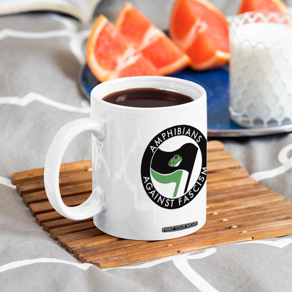 Amphibians Against Fascism Coffee Mug Anti-Fascist Frog Logo Portland Protest TS02 Print Your Wear