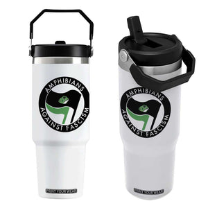Amphibians Against Fascism Flip Straw Tumbler Anti-Fascist Frog Logo Portland Protest TS02 One Size: 30 oz White Print Your Wear