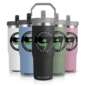 Amphibians Against Fascism Flip Straw Tumbler Anti-Fascist Frog Logo Portland Protest TS02 Print Your Wear