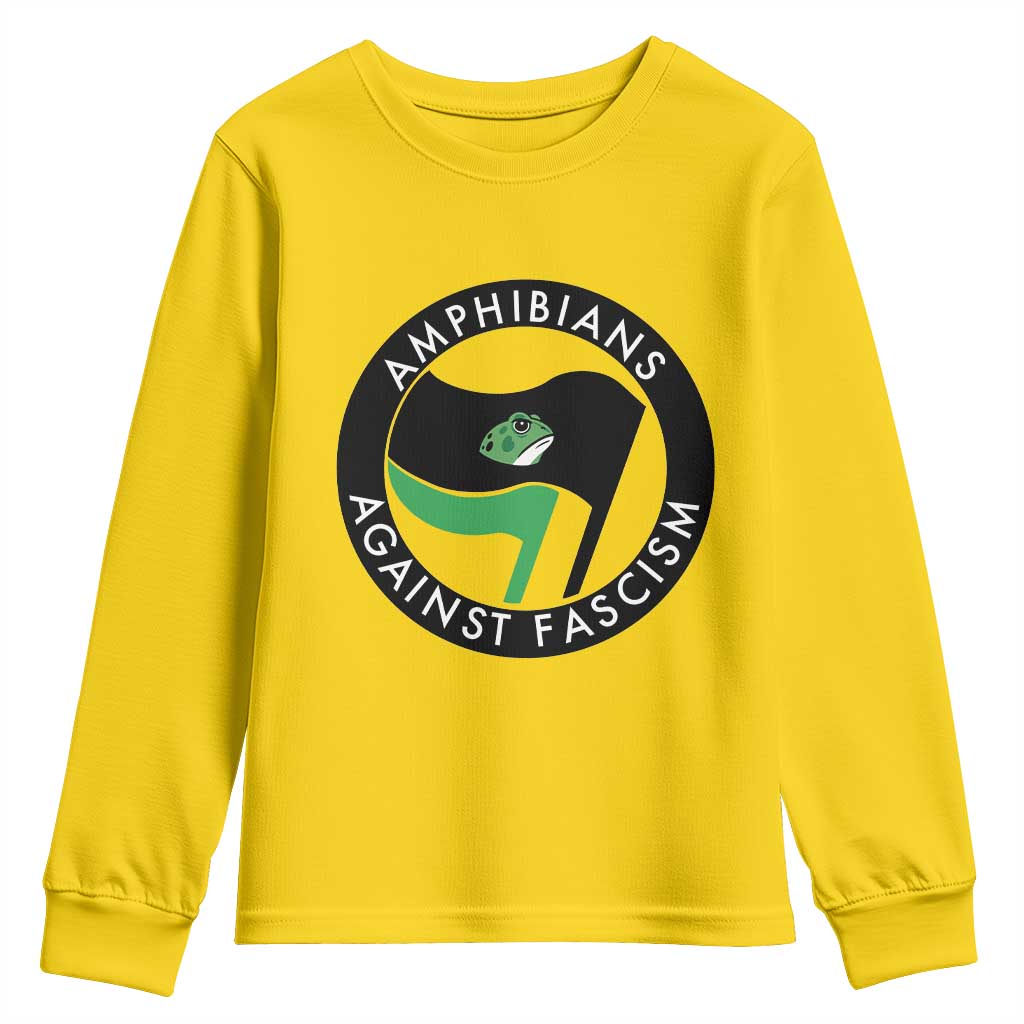 Amphibians Against Fascism Youth Sweatshirt Anti-Fascist Frog Logo Portland Protest TS02 Daisy Print Your Wear